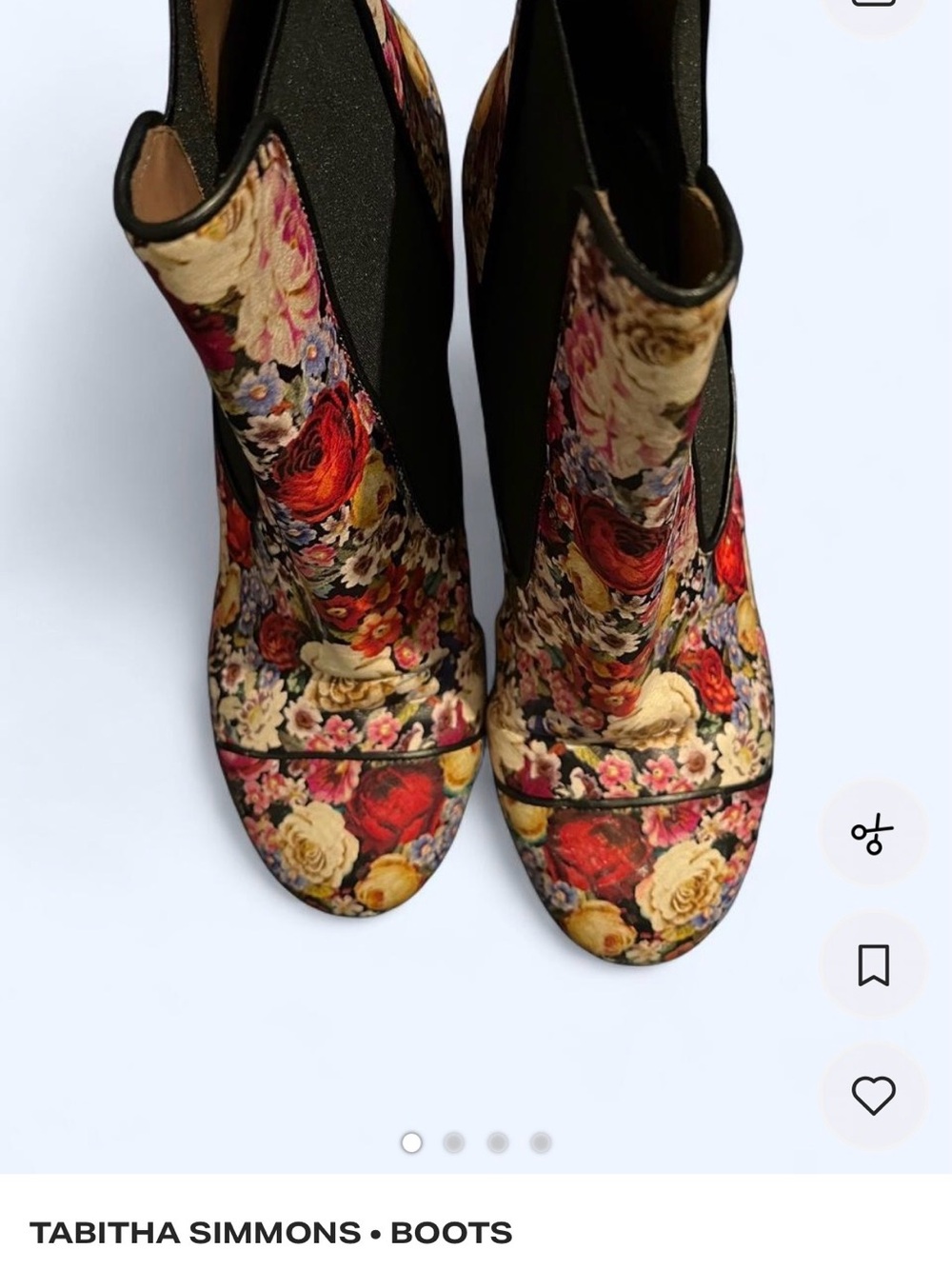 Tabitha Simmons Floral Chelsea Boots in Red, Cream, Yellow and Black